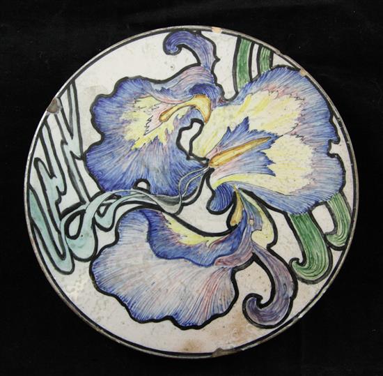 An Italian Art Nouveau maiolica roundel, designed by Galileo Chini for Arte Della Ceramica, c.1896-1904, 15.5cm